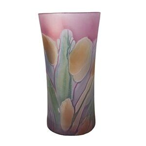 Pastel Hand Painted Glass Vase Rueven Glass by Nouveau Art Glass Co Pastel Color